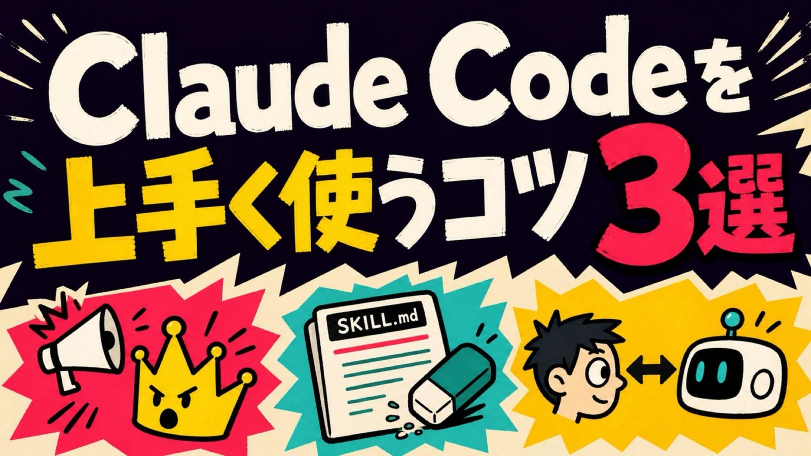 Claude Codeを上手く使うコツ3選の説明スライド